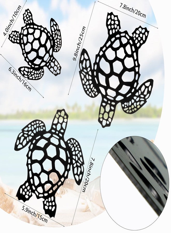 Ferraycle 3 Pieces Sea Turtle Beach Wall Decor Metal Coastal Turtle Decor Hanging Beach Sculpture Metal Farmhouse Wall Art Hawaiian Style Room Ornament for Home Indoor Outdoor Bathroom - Image 2